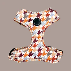 Arnés ajustable para perro de tela Cinnamon Spice Houndstooth
